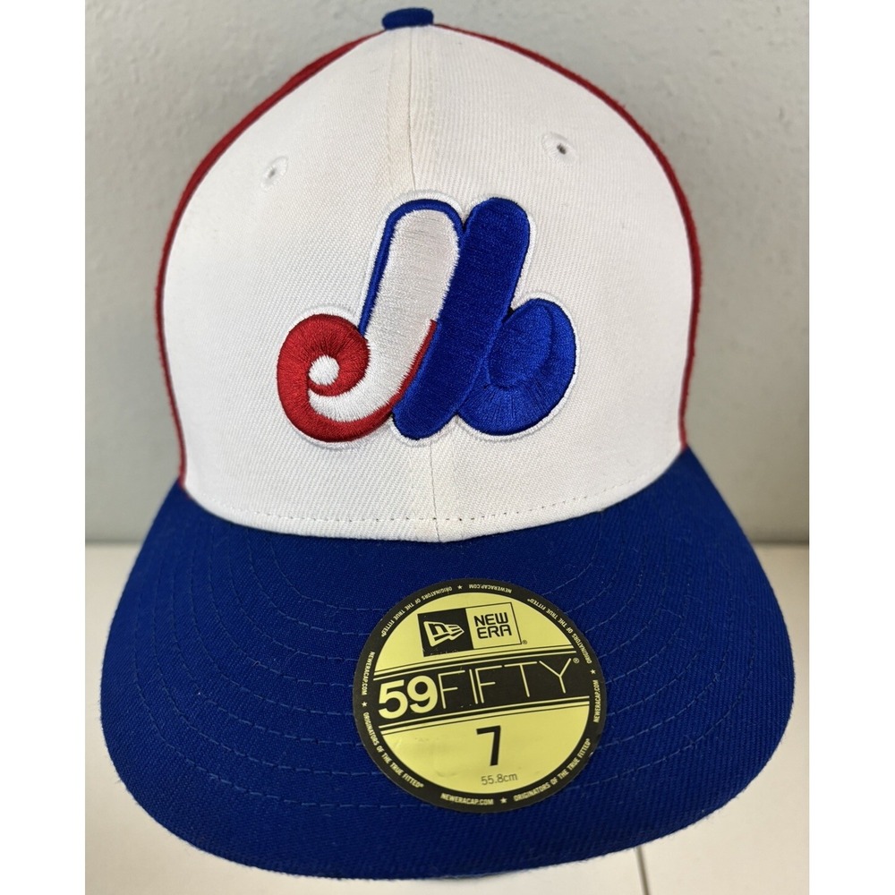 Montreal Expos Size 7 New Era 100th Anniversary 59fifty Hat Blue Red White